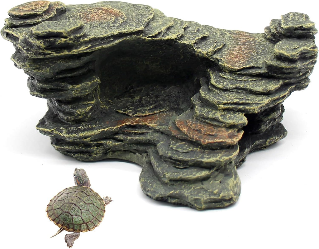relaqcc Turtle Basking Platform Shale Scape Step Ledge, Reptile Ladder Resting Terrace Aquarium Decor, Great for Reptiles, Amphibians, Frogs, Small Turtle