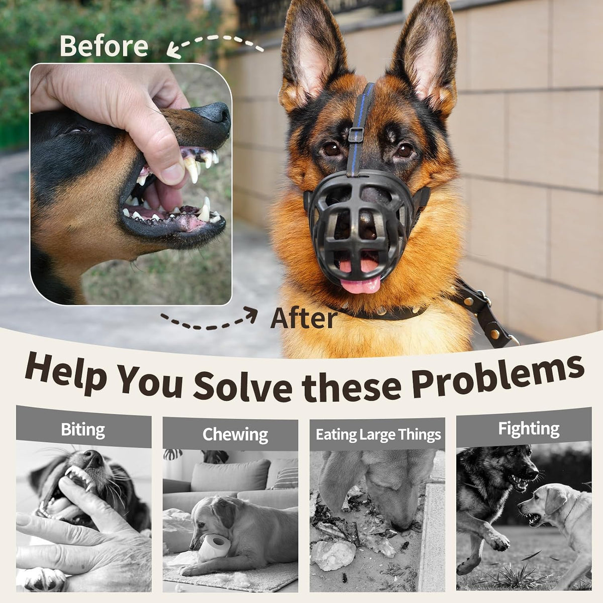 Mayerzon Basket Dog Muzzle for Large Medium Small Dogs German Shepherd