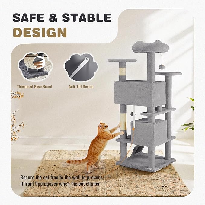 Cat Tree 54 Inch, Sisal Scratching Posts and Climbing Ladder, Pet Play Toy - Image 6