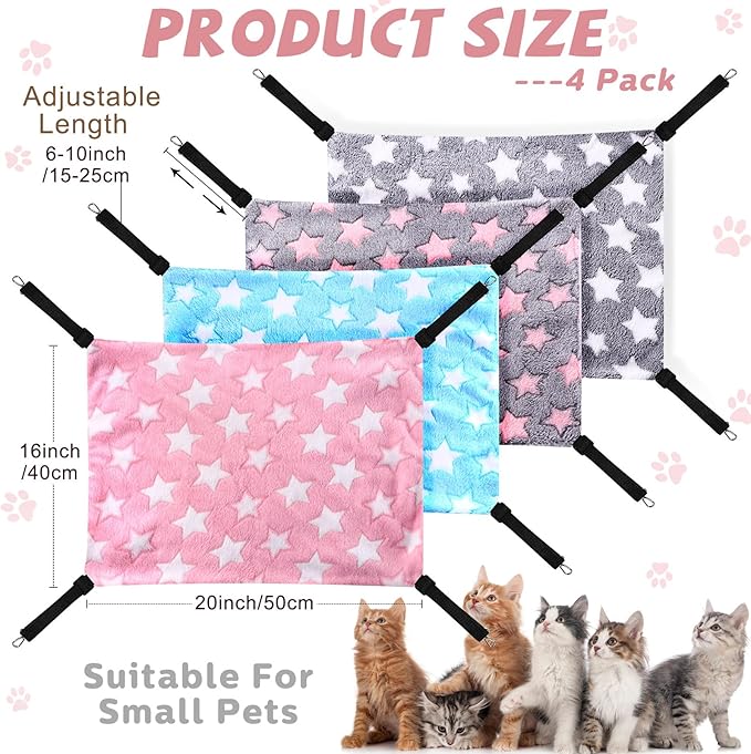 Geelin 4 Pcs Cat Hammock for Cage Hanging Soft Pet Hammock Bed - Image 2