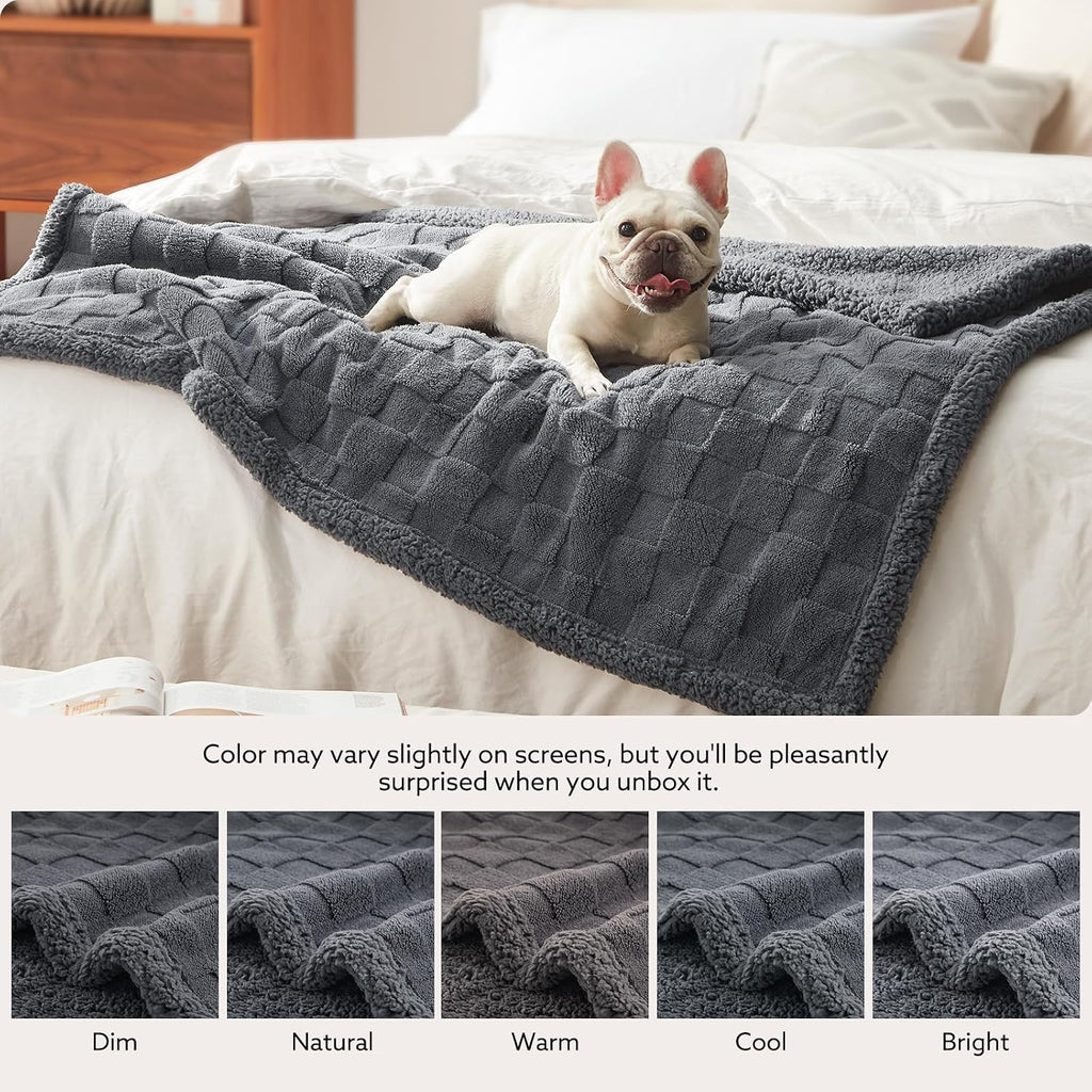 GASUR Waterproof Dog Blankets for Medium Small Dogs, Dog Blanket for Couch Bed, Fleece Pet Blanket for Furniture Sofa Protector, Soft Pet Throw Blankets for Crate Car Outdoor, Washable, 30"x40",Grey