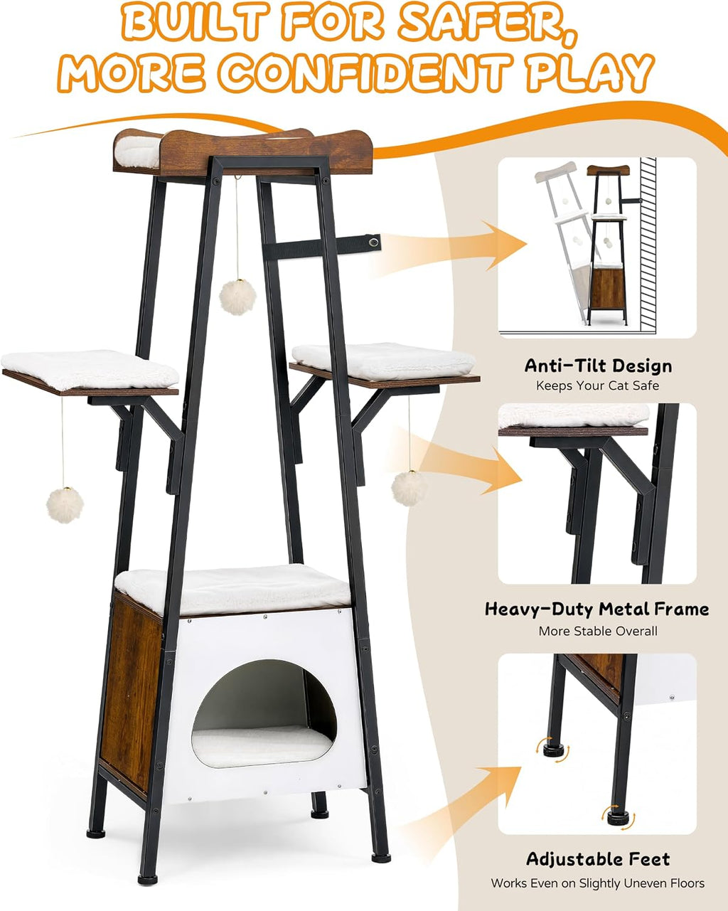 46 in Modern Cat Tree Tower for Kittens and Small Cats