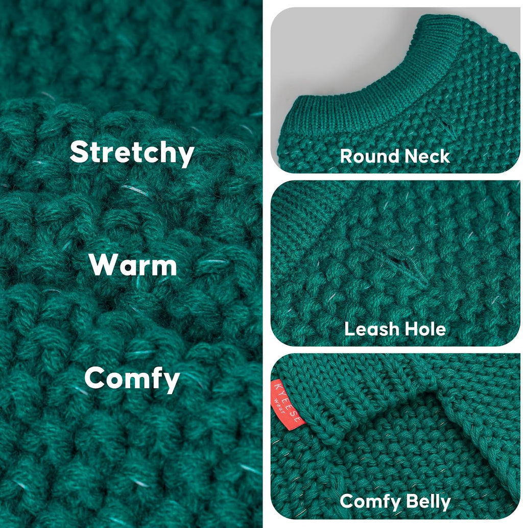 KYEESE Reflective Yarn Dog Sweater for Small Medium Dog Thick Knit Pullover