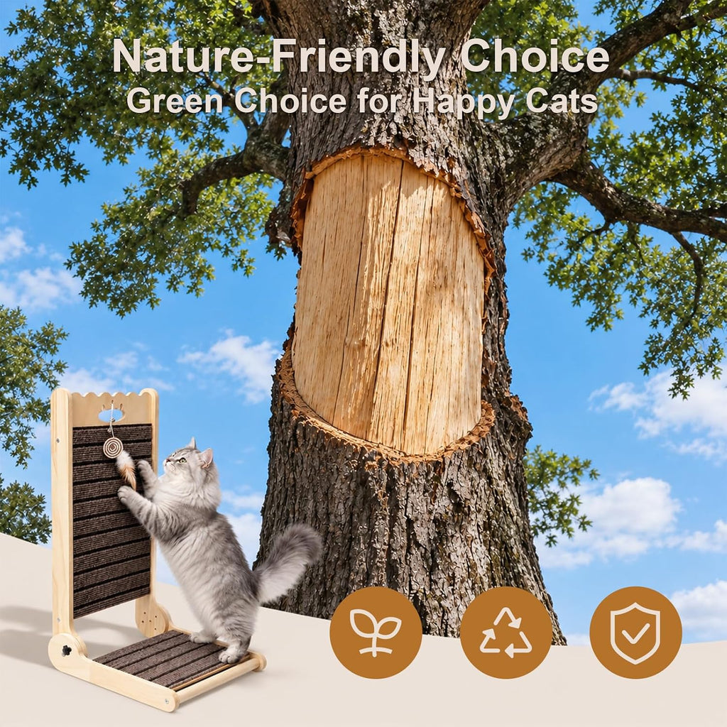Natural Cork Cat Scratcher, 23.6in Replaceable Pads for Indoor Cats