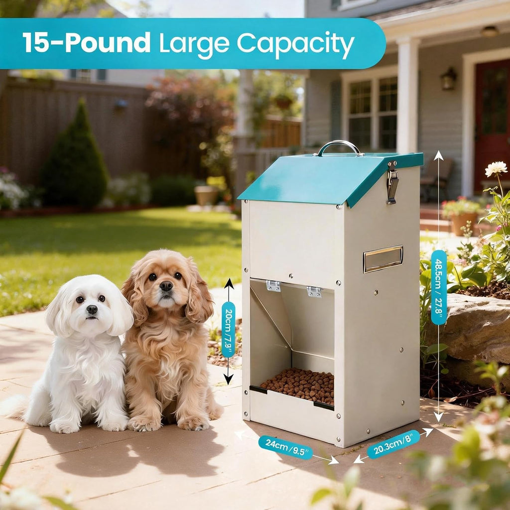 Automatic Dog Feeder Large Breed, Galvanized Dog Dry Food Dispenser