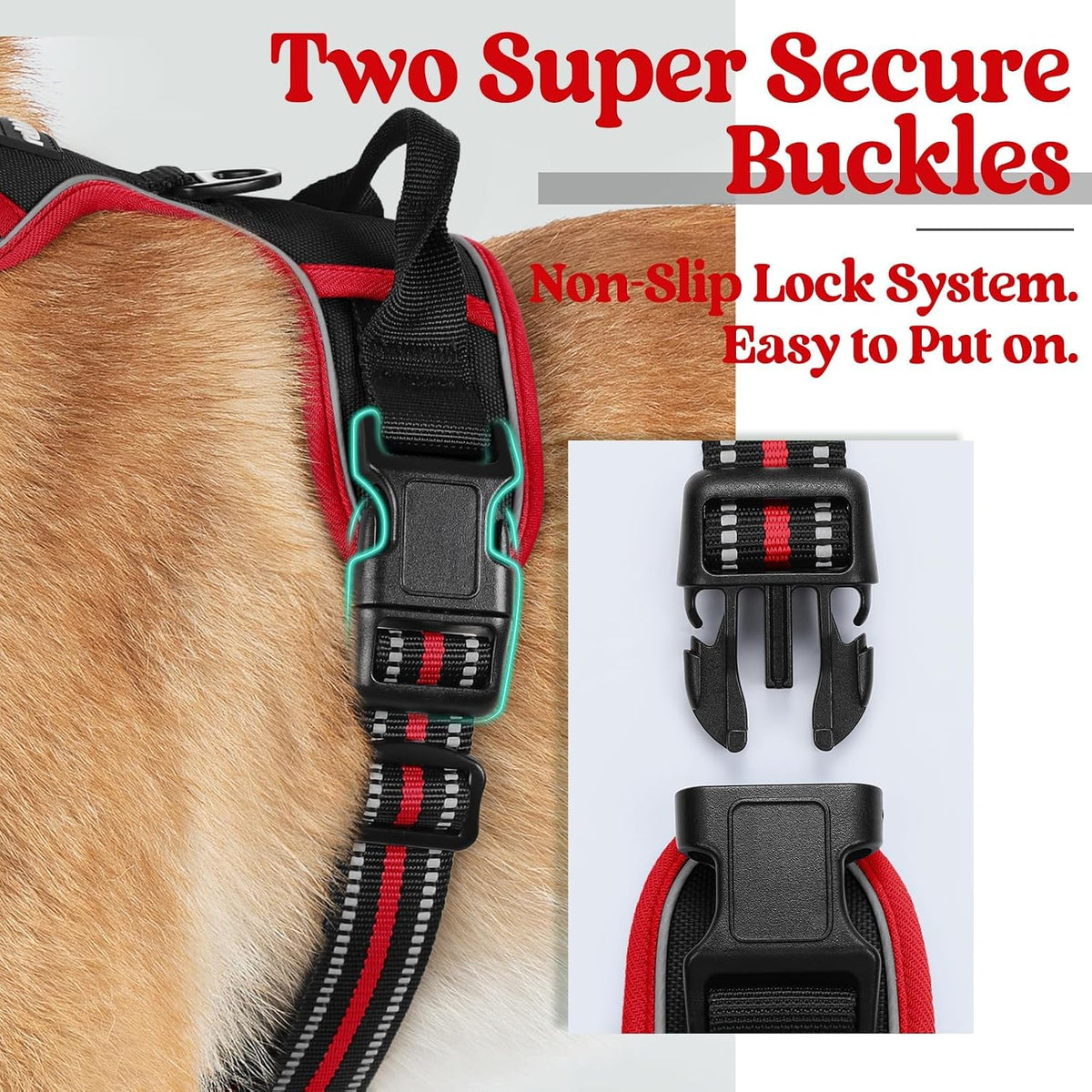 rabbitgoo Dog Harness, No Pull for Large Dogs with 2 Leash Clips, Pet Vest