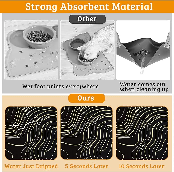 Dog Bowl Mat, Abstract Map Pet Feeding Mat - Image 3