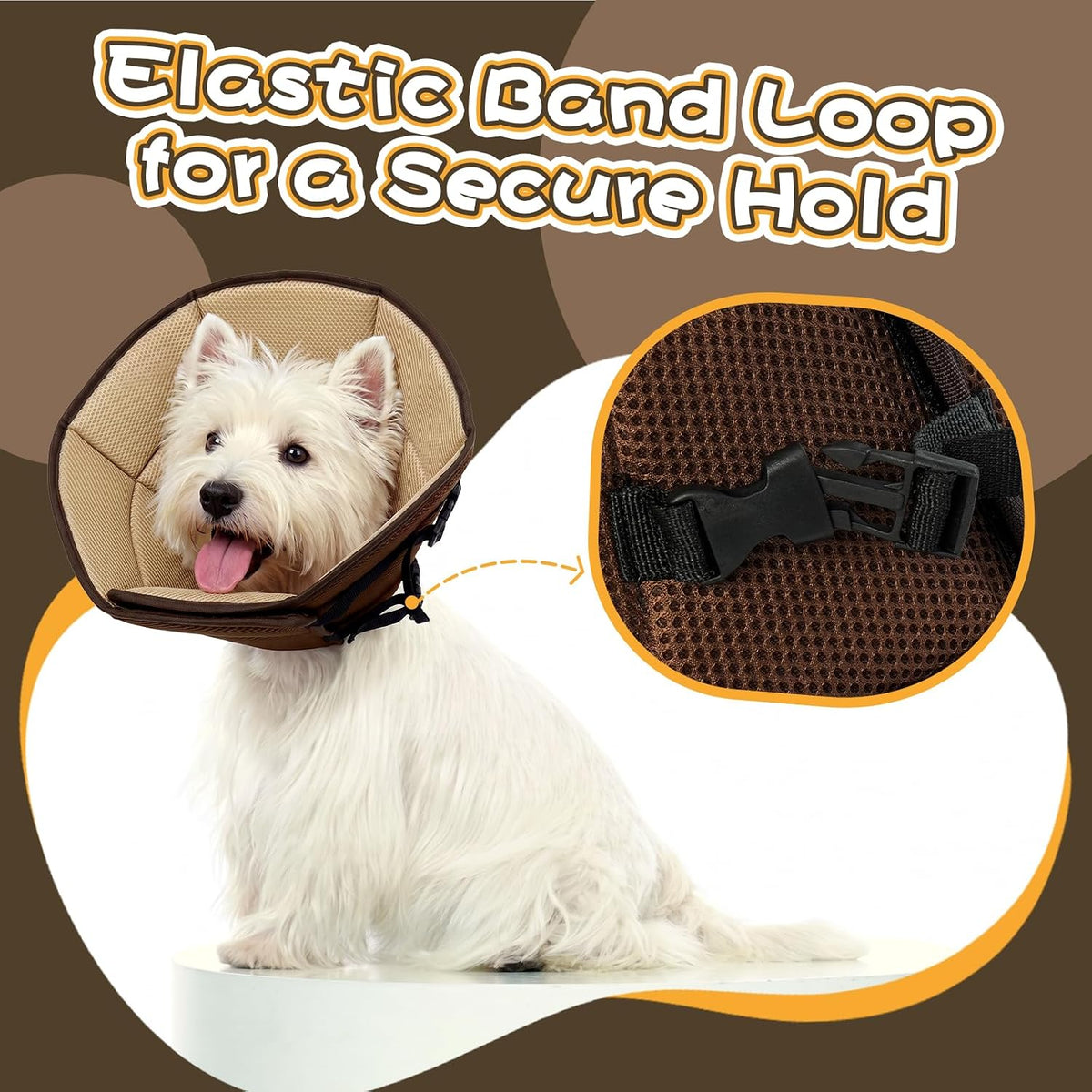 Allroaring Breathable Medium Dog Cone, Comfy Cone After Surgery Brown M