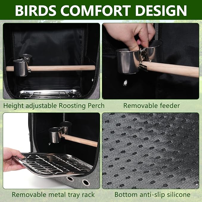 Foldable Bird Carrier Bag, Bird Backpack - Image 5