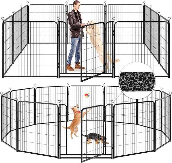 Dog Playpen Outdoor Extra Wide 12 Piece Panels Heavy Duty Anti-Rust by Committedtobetterpetlife