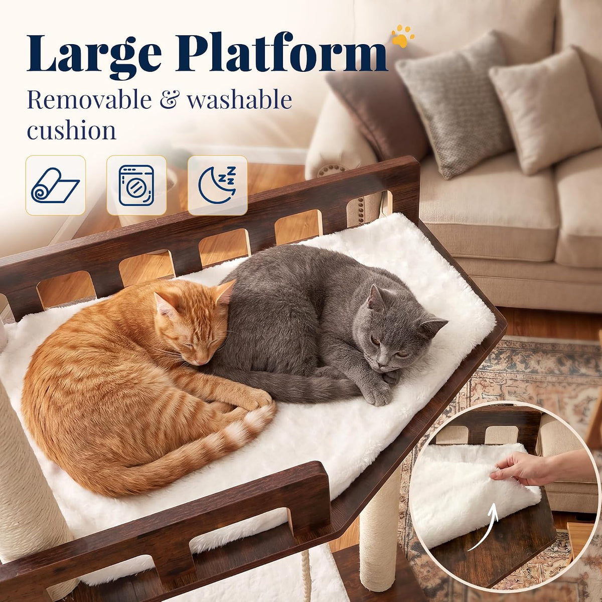 Hey-brother Wooden Cat Tree Tower with Large Condos, 2 Platforms, MPJ111SR