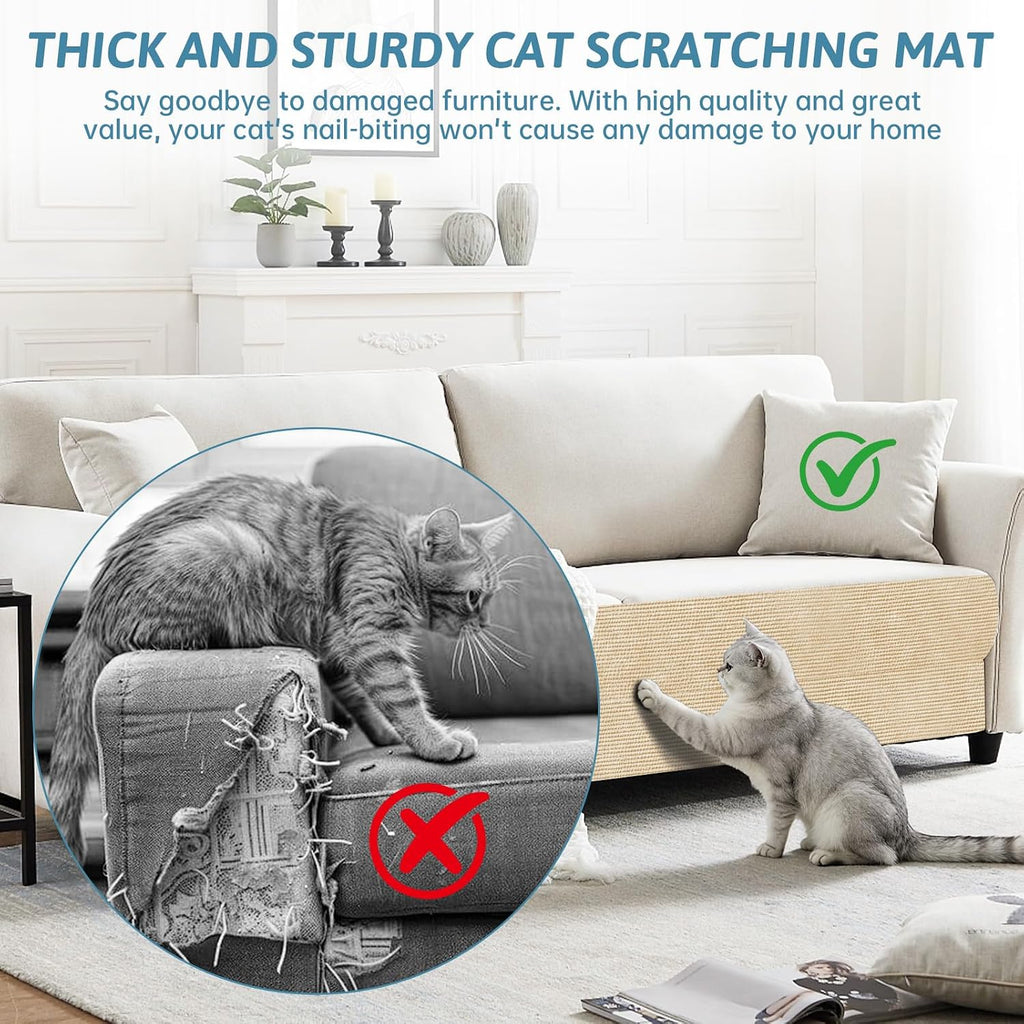 Cat Scratch Mat for Couch (Khaki, 39.3" x 15.8")