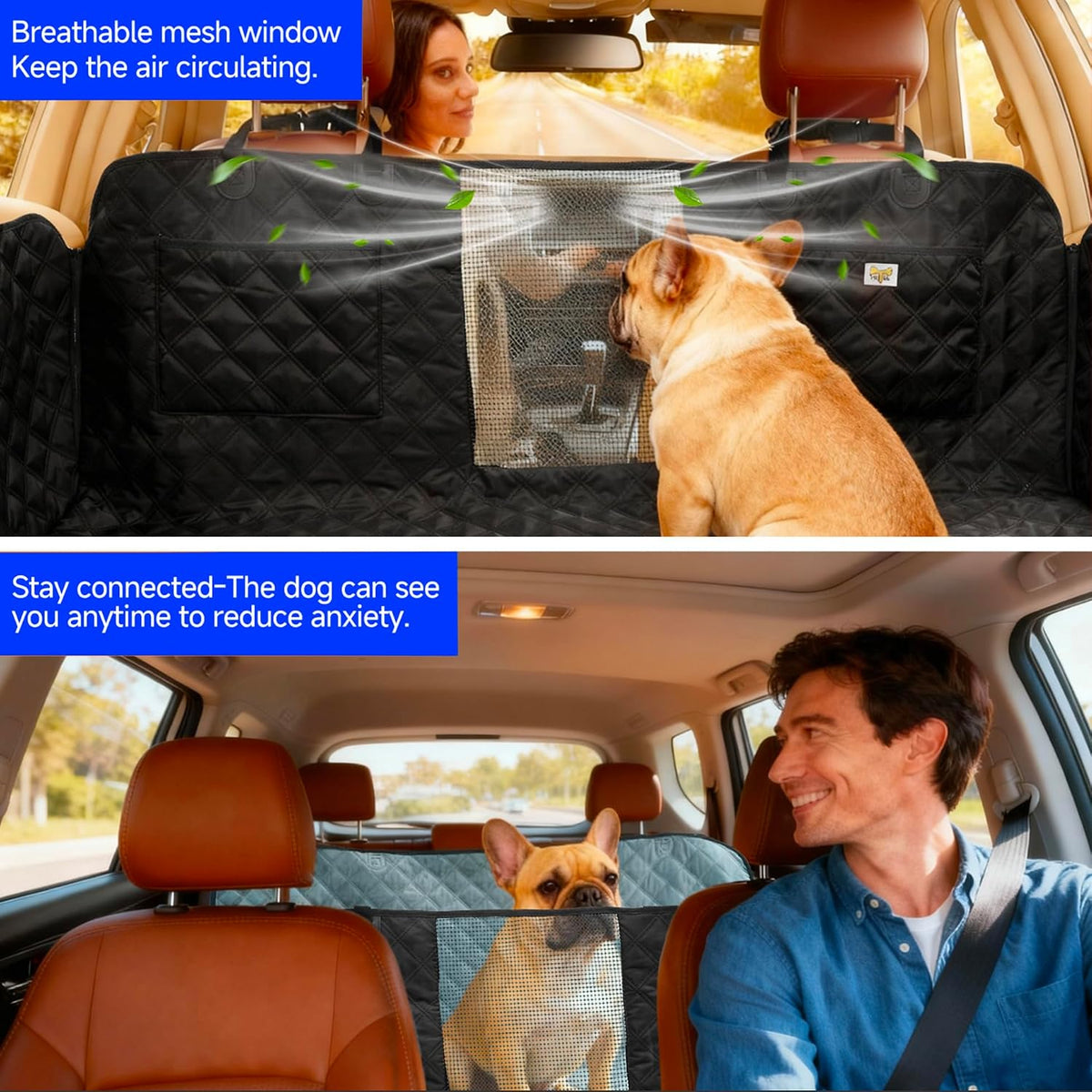 Reversible Dog Car Seat Cover Back Seat,Winter Warmth&All-Season Protection