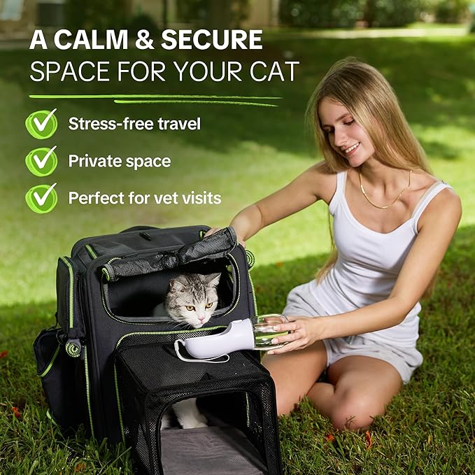 Cat Carrier Backpack for Travel & Car, 3-in-1 Expandable Cat & Small Dog - Image 2