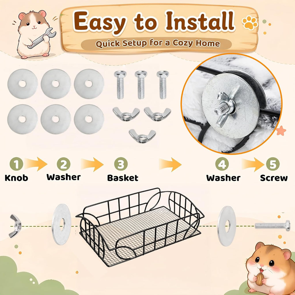 Metal Rat Cage Hanging Platform with Mat, Chew Proof