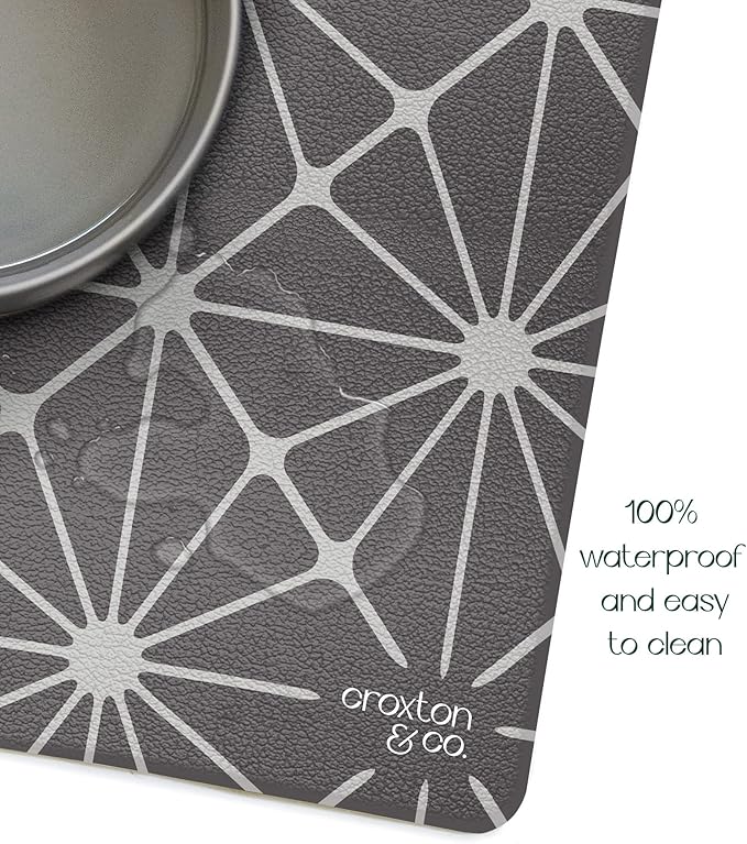 CROXTON & CO. Non-Slip Faux Leather Pet Feeding Mat - Image 4