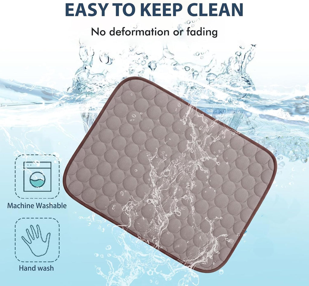 MICROCOSMOS Summer Cooling Mat & Sleeping Pad- Water Absorption Top, Materials Safe, Easy Carry, EZ Clean. Keep Cooling for Pets, Kids and Adults.(Brown, 19" x 15")