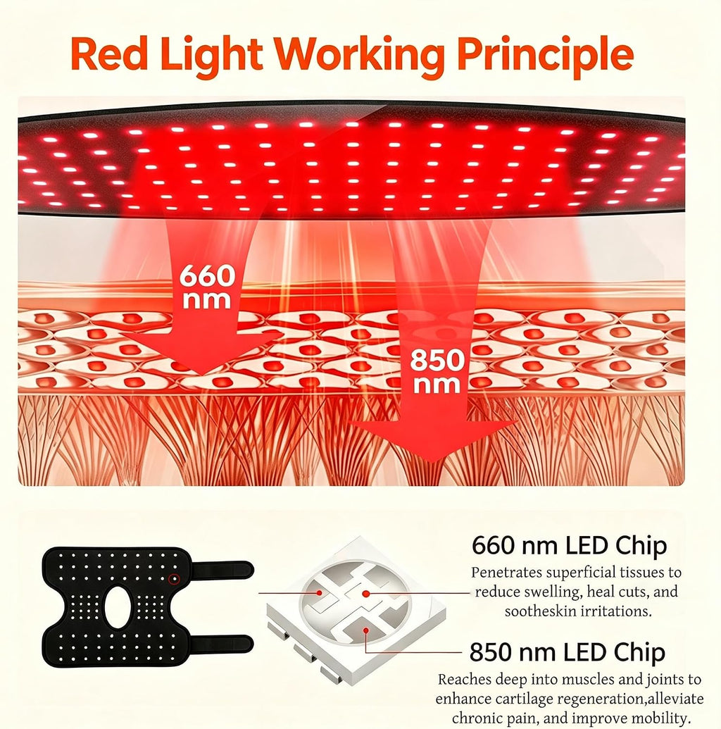 4 Modes Cordless Red Light Therapy Belt for Horse Hind Knee Brace with LCD