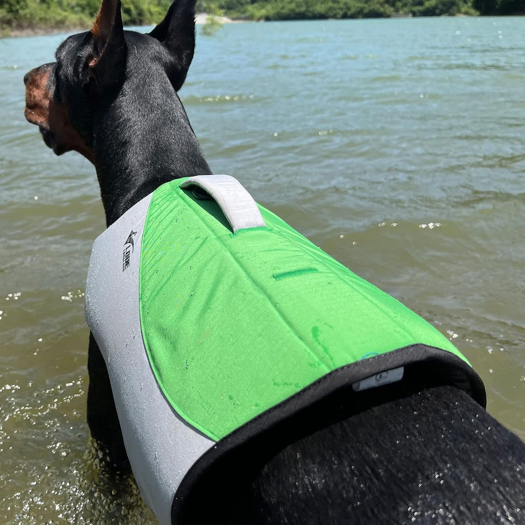 Dog Life Jacket, Sport Style Dog Float Coat with Excellent Buoyancy, Stylish Dog Swimming Safety Vest with Rescue Handle for Small Medium Large Dogs Green XL