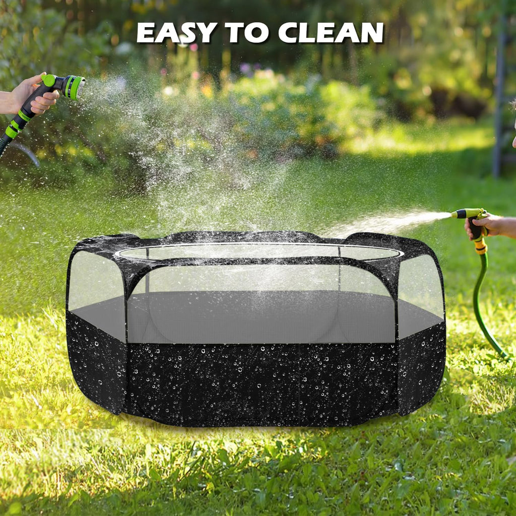 UWE Small Animal Playpen, Waterproof Foldable Pet Playpen, Black