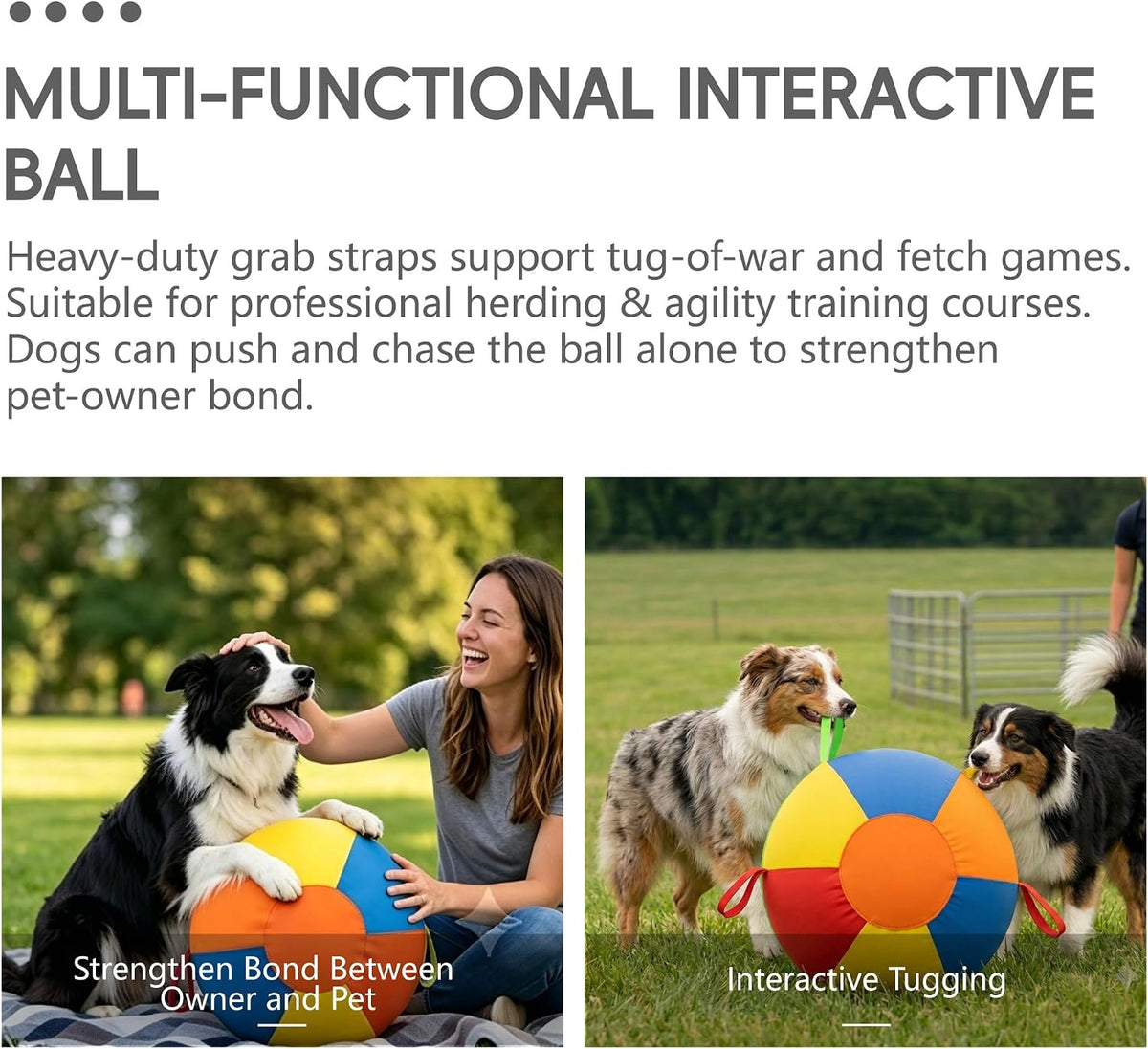 Dog Herding Ball with Straps, Waterproof Chase & Tug Toy for Collie [M]