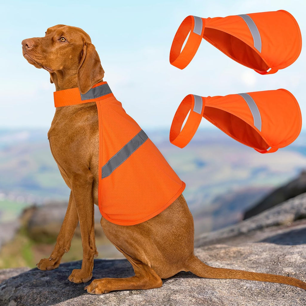 Dog Jacket High Visibility Safety Reflective Dog Vest for Small Medium Large Dogs (Large, Orange)