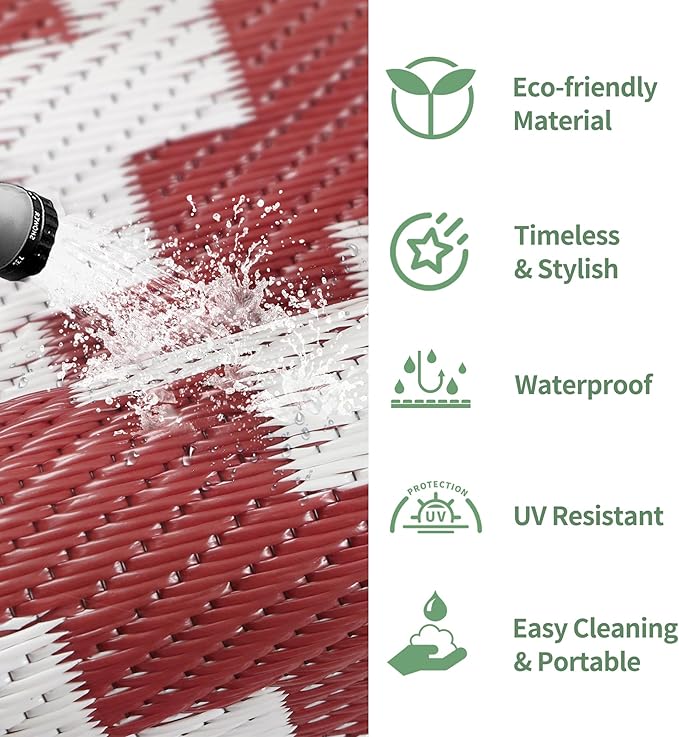 GENIMO Outdoor Rug for Patio Clearance, Lightweight Waterproof RV Camping Mat - Image 6