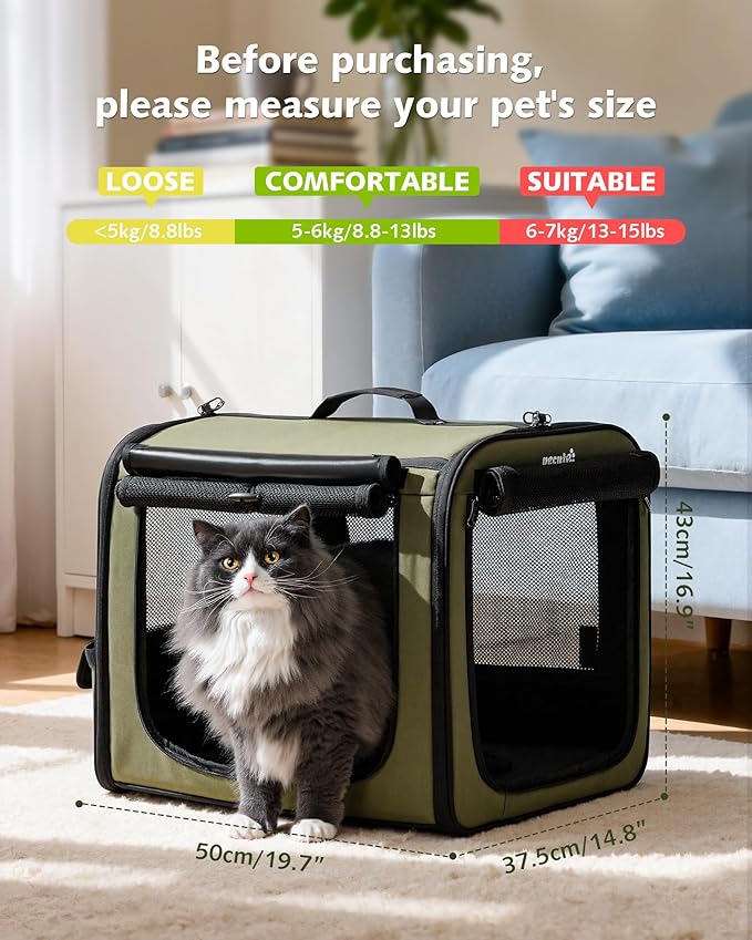Pecute Dog Car Carrier Light Weight 19.7×16.9×14.8in, Dog Carrier Easy to - Image 5