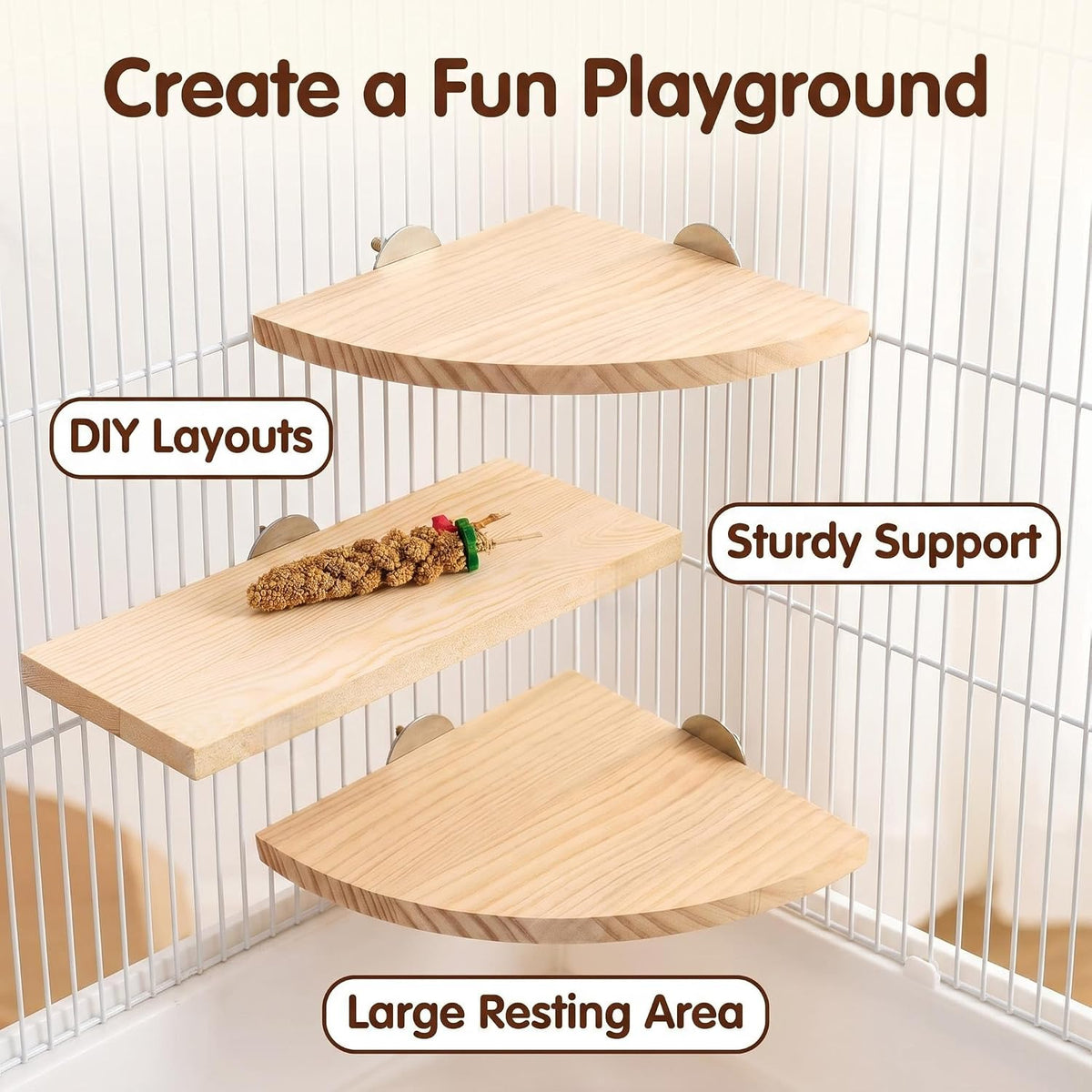 Bird Perch, 3 Pack Bird Playground Woodern Hamster Platform