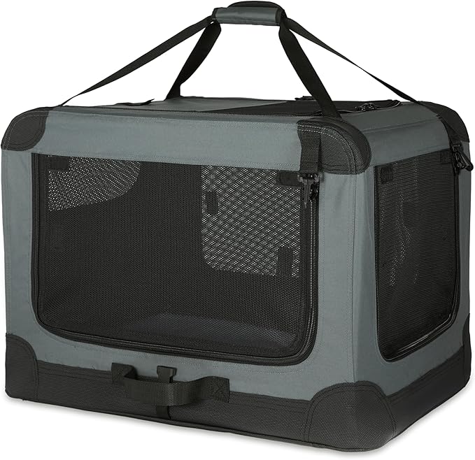 Amazon Basics 4-Door Portable Folding Soft Dog Crate, Collapsible Travel Kennel by AmazonBasics