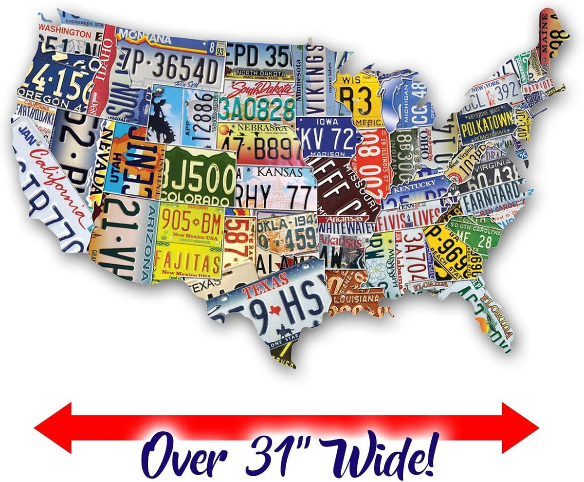 TDC Games USA-Shaped 1000-Piece Puzzle - Large Challenging Map with License Plate Art, Perfect for Game Night, House Party & Travel
