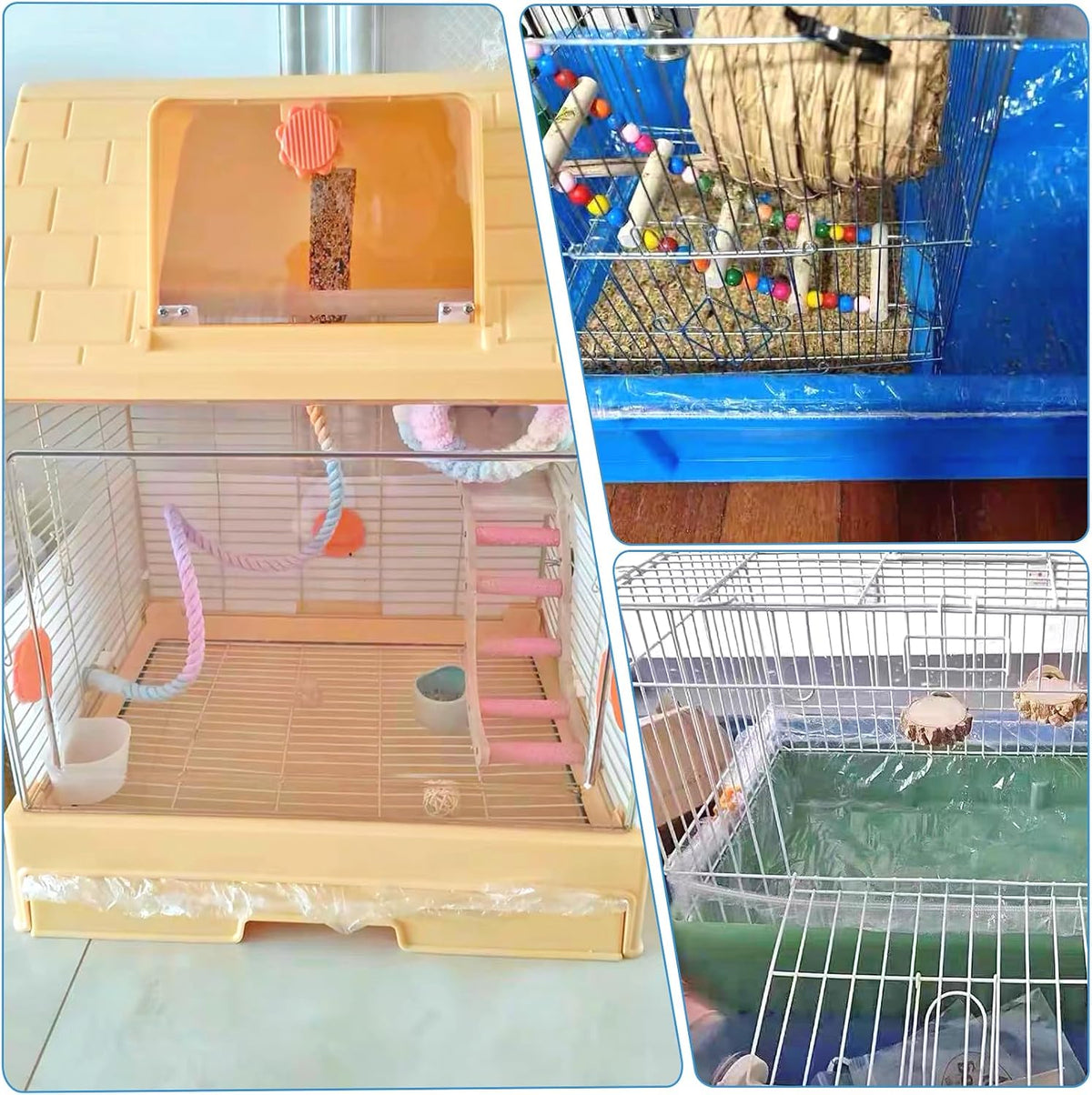 50 Pcs Disposable Rabbit Cage Liners, Small Animals Leak Proof Plastic Litter Box Film Liners for Bunny Guinea Pig Hamster Chinchilla Bird Clear Tray Covers Toilet Film Bags (60″)
