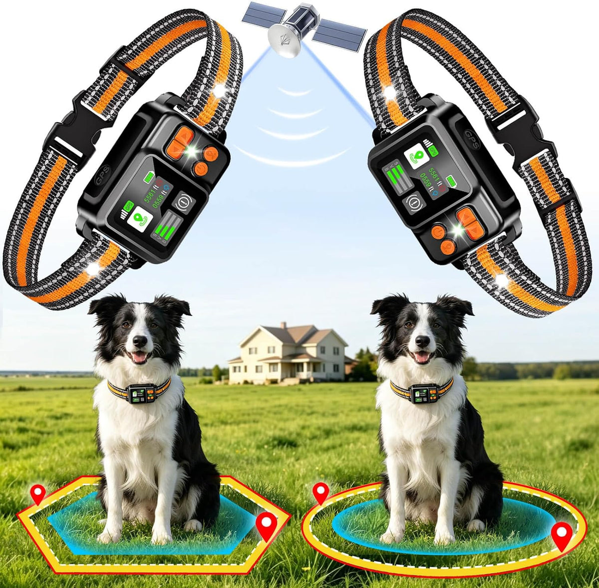 GPS Wireless Dog Fence Collar System 2 Mode Boundary IPX7 No Monthly