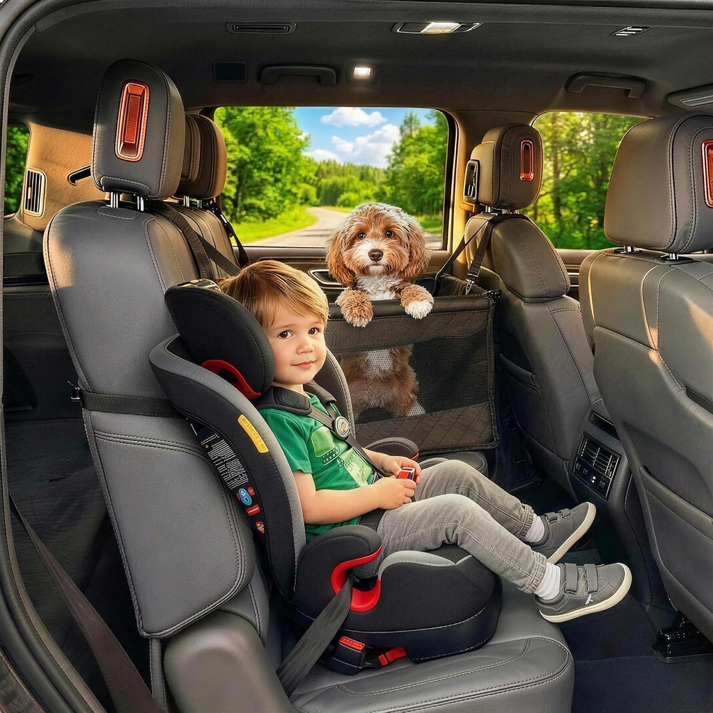 Dog Car Seat for Medium & Small Dogs - Zip-Down Sides & Tether