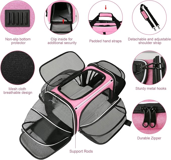 Estarer Soft Sided Pet Carrier Airline Approved, 4 Sides Expandable Collapsible - Image 5