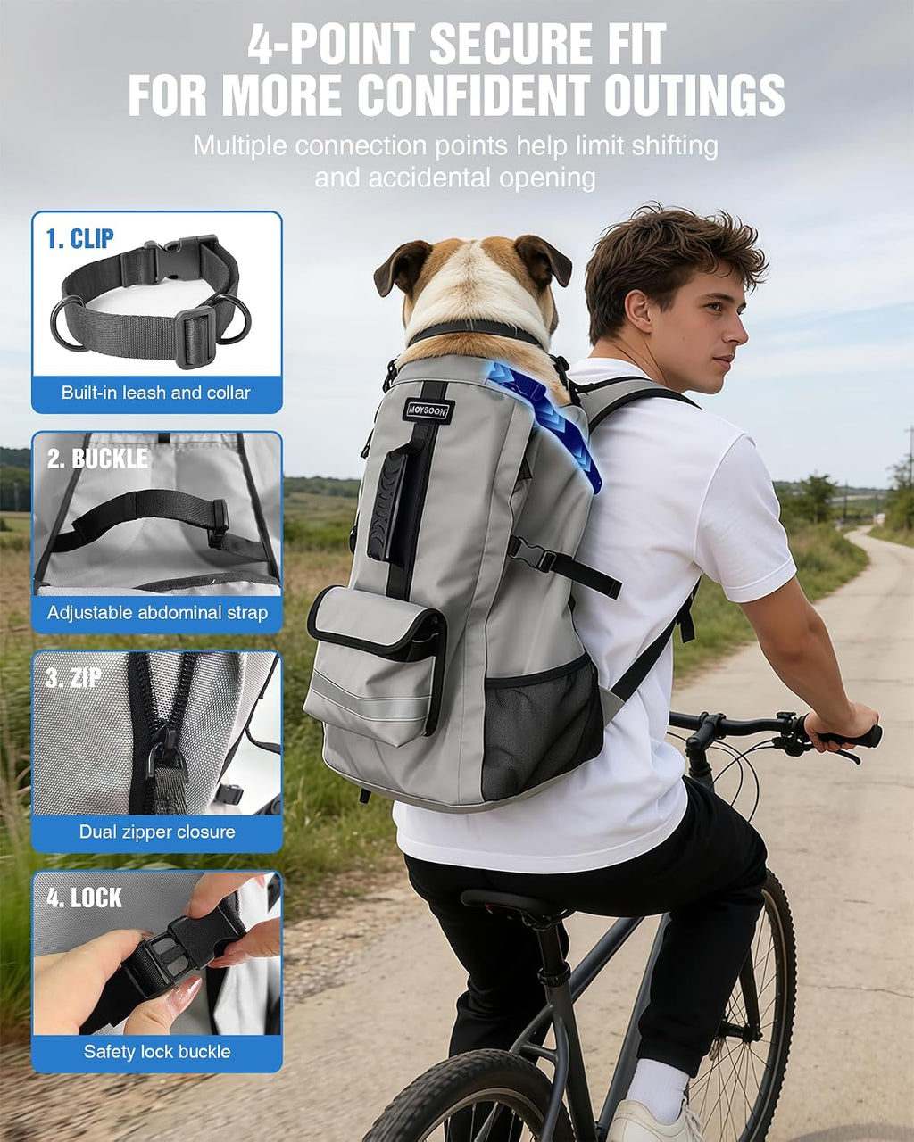 Dog Backpack Carrier for Medium Dogs up to 30 lb, Hiking & Travel