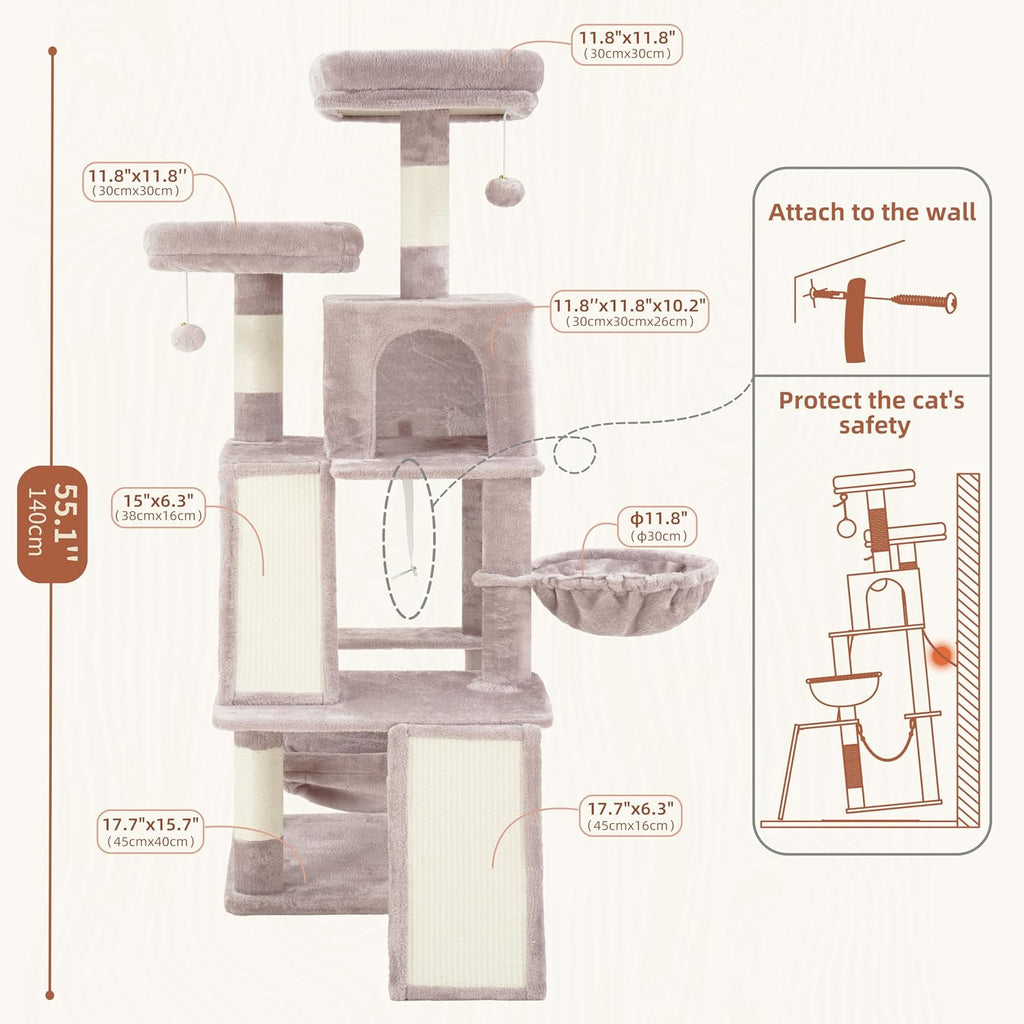 Gitelsnour Cat Tree Tower Multi-Level with 2 Scratching Boards, GCT022MU