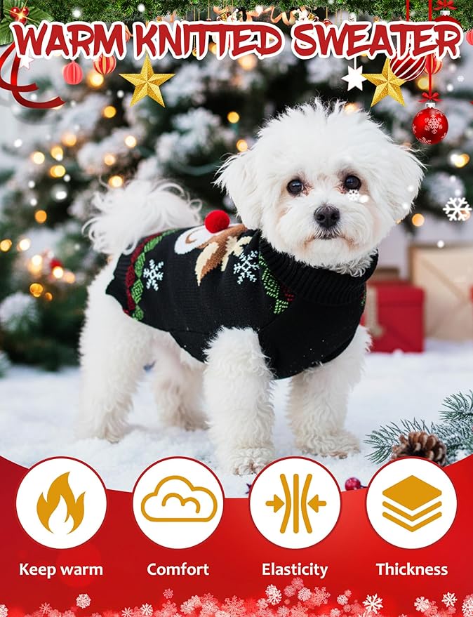 Dog Christmas Sweater, Soft Warm Pet Clothes Coat - Image 4