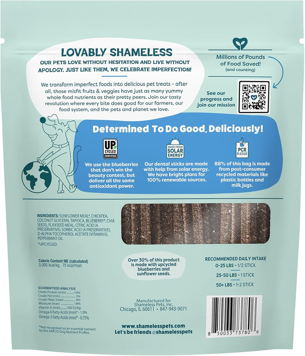 Shameless Pets Blueberry & Mint Dental Chews for Dogs, 32 Chews