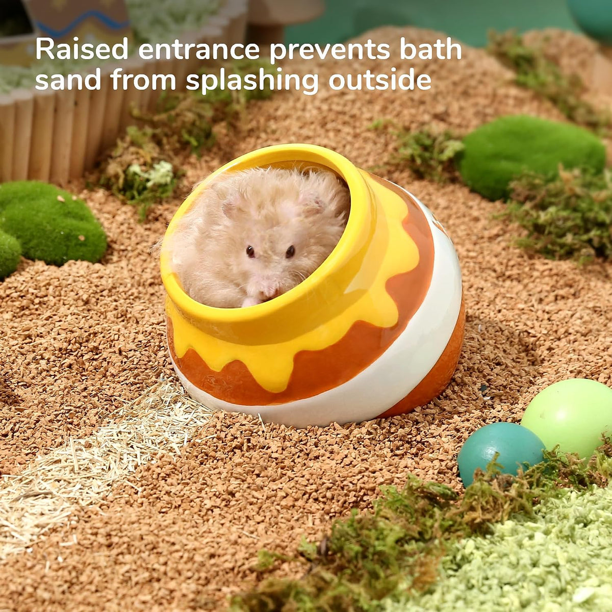 Honey‑Pot Ceramic Hamster Hideout, Chew‑Proof Small Pet Habitat Decor