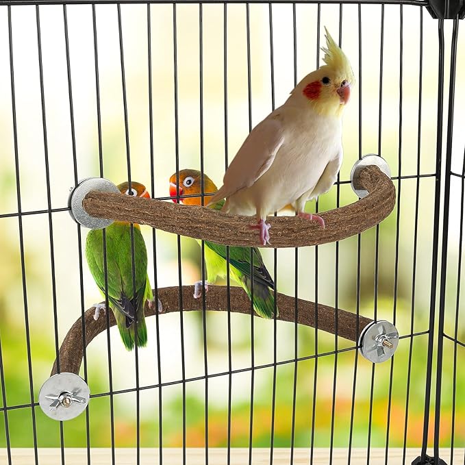 Rypet Parrot Natural Wood Stand Perch, Swing U Shape Natural Parrot Perch - Image 6