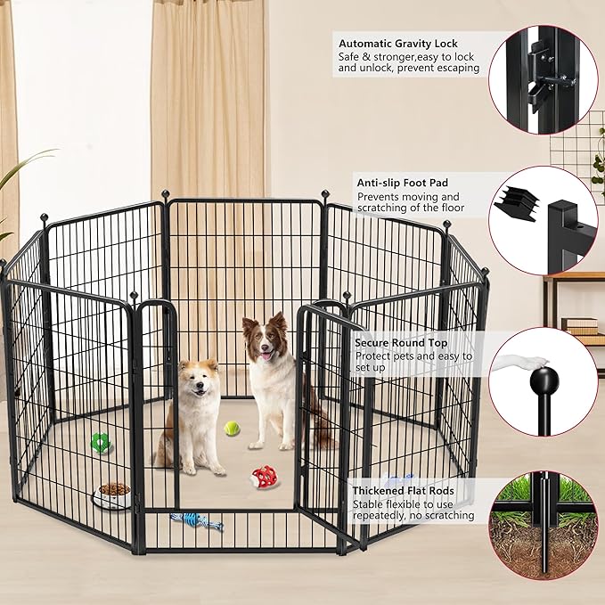 Dog Playpen, 40 inch 8 Panels Dog Fence Outdoor Heavy Duty Dog Pen - Image 3