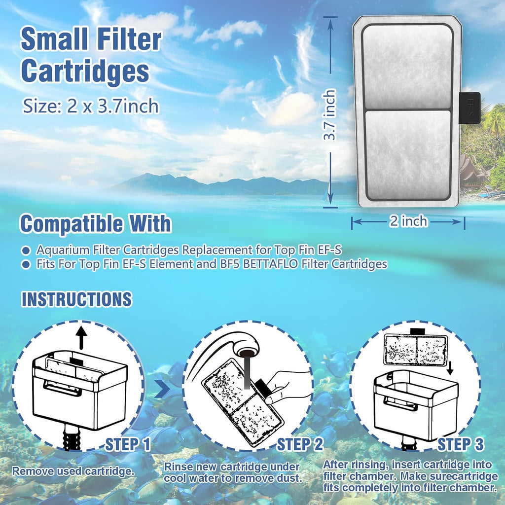12-Pack Fish Tank Aquarium Filter Cartridge Replacements for Top Fin EF-S Element and BF5 BETTAFLO