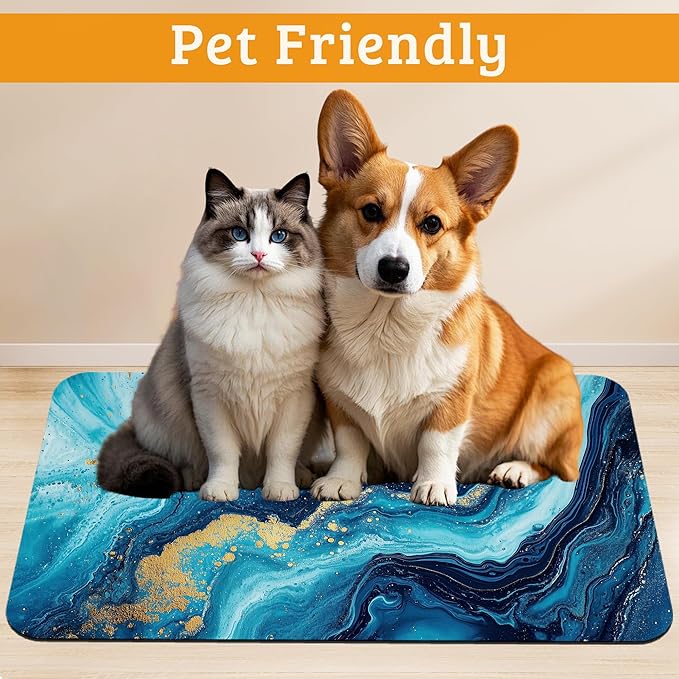 Dog Bowl Mat, Flowing Absorbent Dogs Placemat - Image 2
