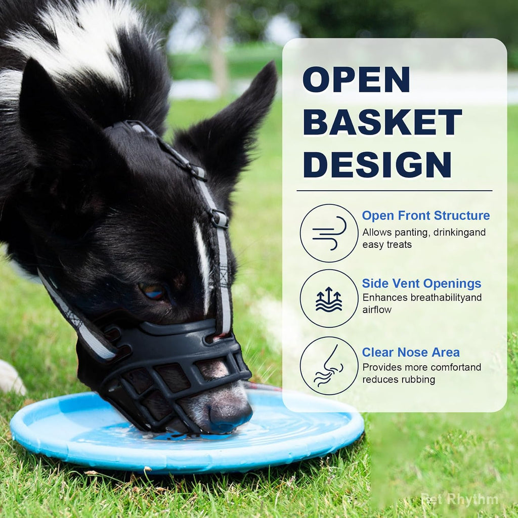 Dog Muzzle for Medium Large Dogs, Soft Basket Muzzle for Dogs, Adjustable