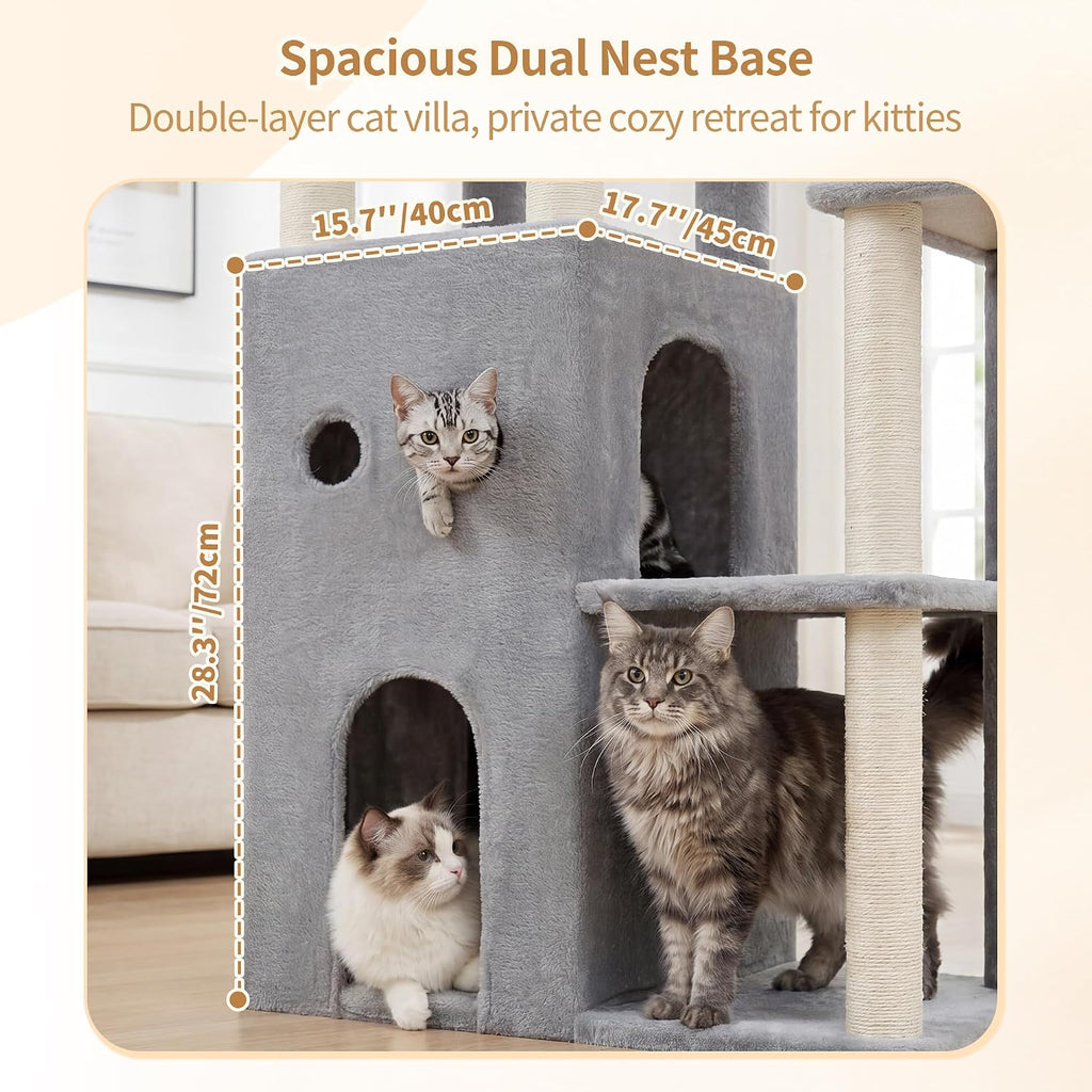 Heybly Cat Tree, 59.4" Secure Anti-Tip Cat Tower for Large Cats HCT055W