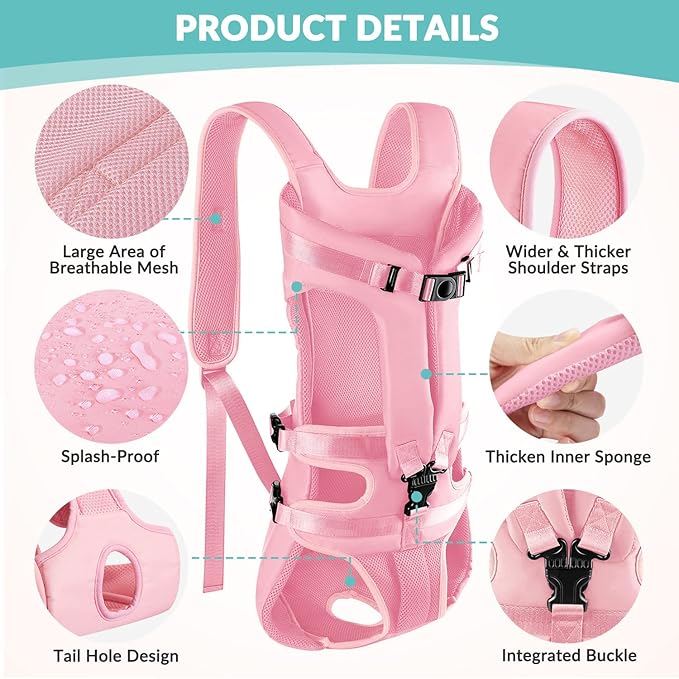 Lukovee Dog Backpack Carrier, Legs Out Easy-fit Dog Front Carrier - Image 3
