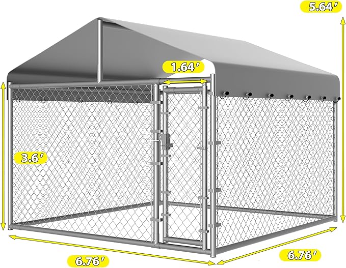 Dog Kennel Outside with Roof, Large Dog Run Enclosure, Outdoor Heavy Duty Pens - Image 6