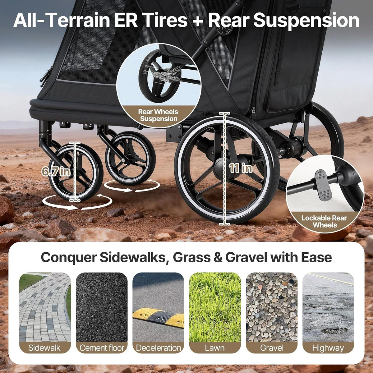Beberoad Dog Stroller for Medium Dogs, 2-in-1 Pet Stroller & Bike Trailer