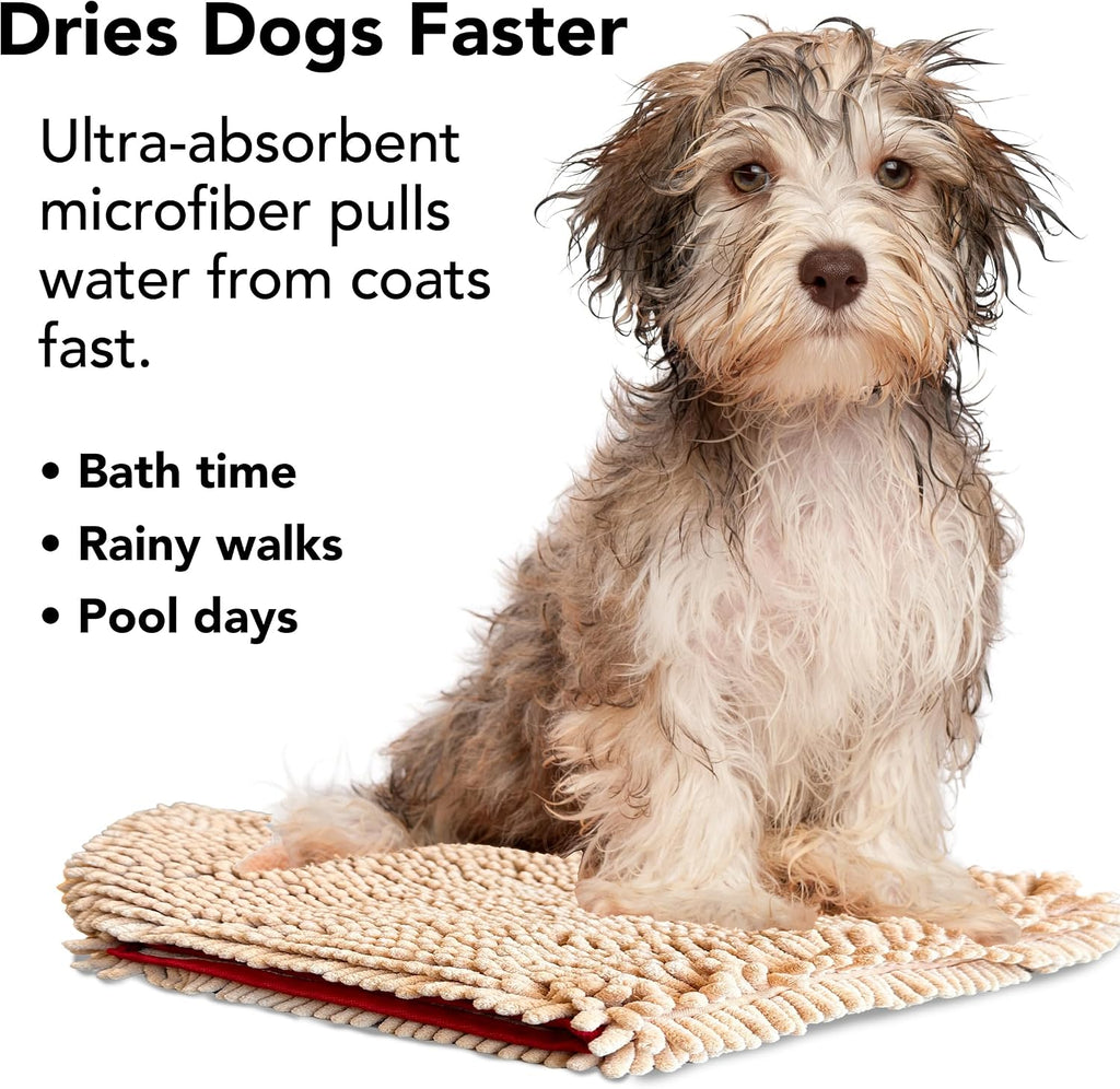 PRIDE AND GROOM The Towel – Thick, Soft, Super Absorbent Microfiber Towel for Dogs & Pets that is Quick Drying, Holds 7 Times its Weight in Water and Has Dual Pockets for Your Hands